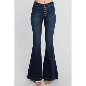 NEW PETRA153 super fly button flare jeans in dark wash